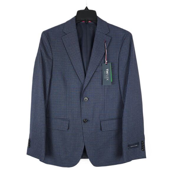 Tommy Hilfiger Men's Modern-Fit Stretch Sport Coat Blue Brown Check 38R NWT - Picture 1 of 5